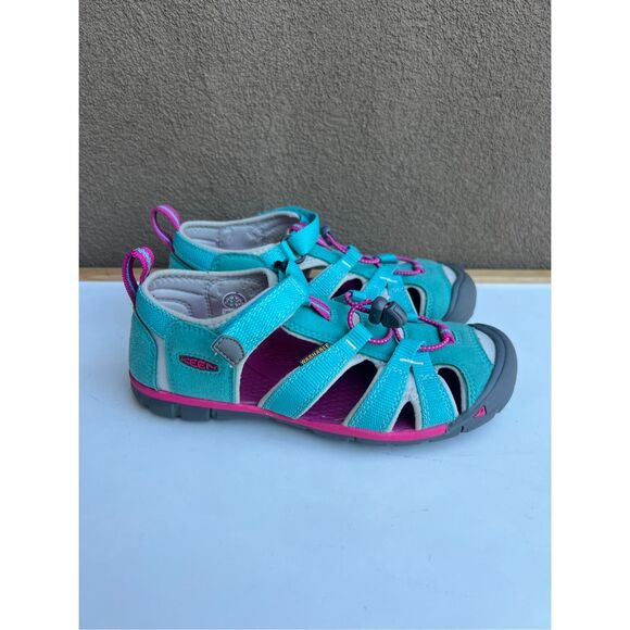 Keen Seacamp Girls Size 3 Water Sandals Teal Pink Hiking Outdoor Shoes - Picture 1 of 8